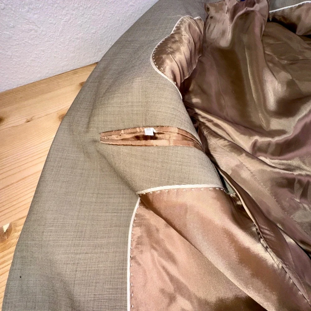 Brooks Brothers 346 Men's 44R Wool Blazer Tan 2 Button Sport Coat Jacket